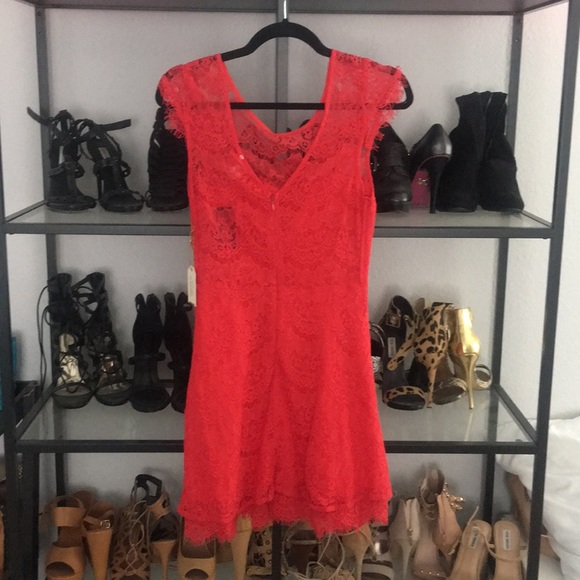 NWT Mini Red Lace Dress - Picture 2 of 4